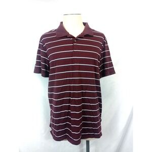 Calvin Klein CK Liquid Touch Polo Shirt Mens‎ XXL Burgundy Striped Golf Casual